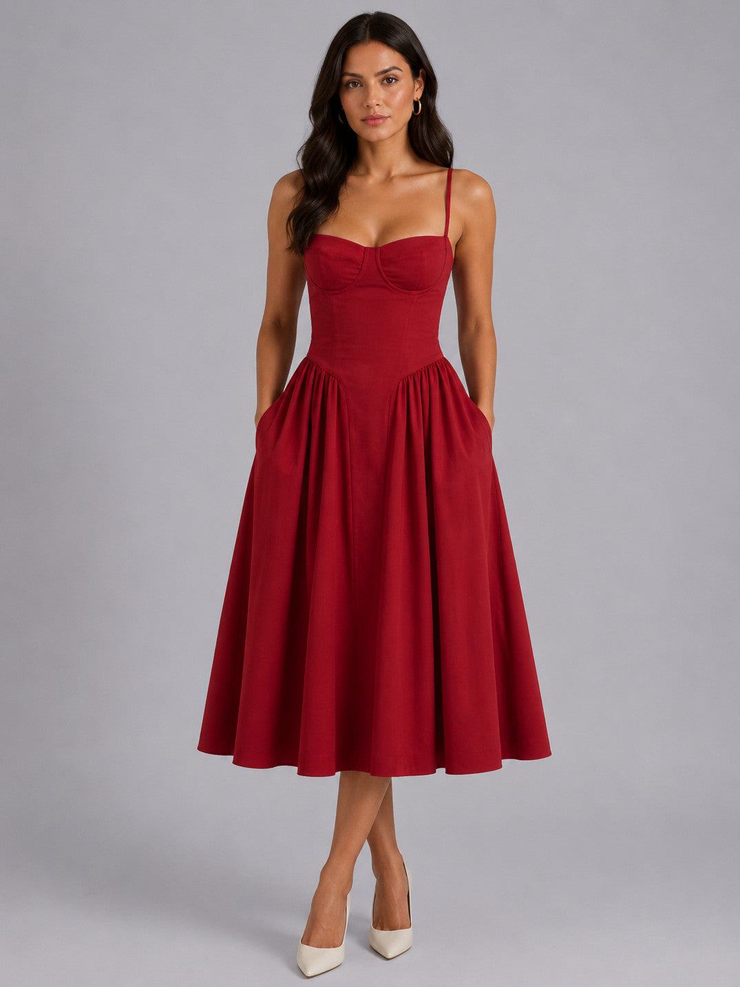 Floral Corset Drop Waist Midi