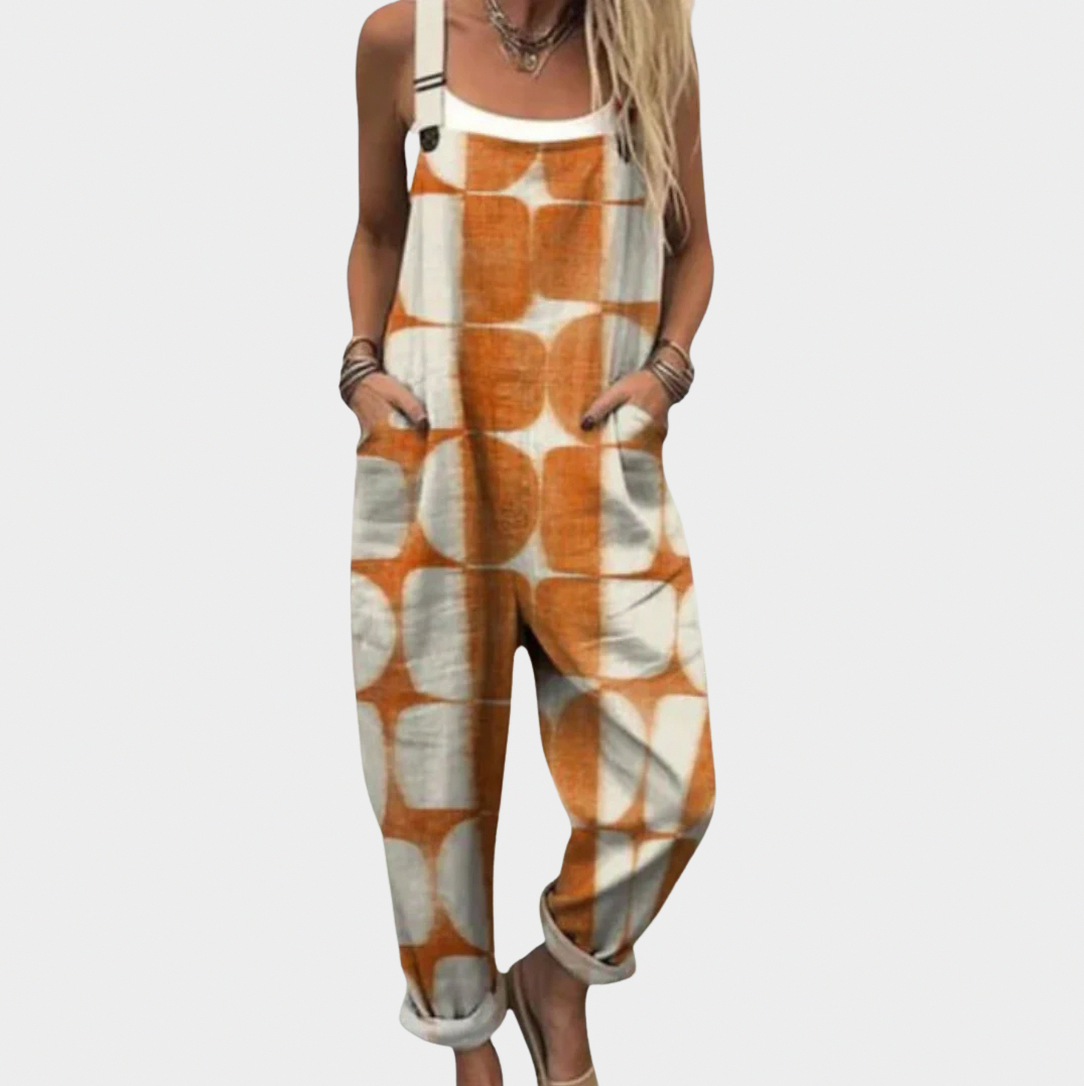 Geometric Relaxed Sleeveless Jumpsuit