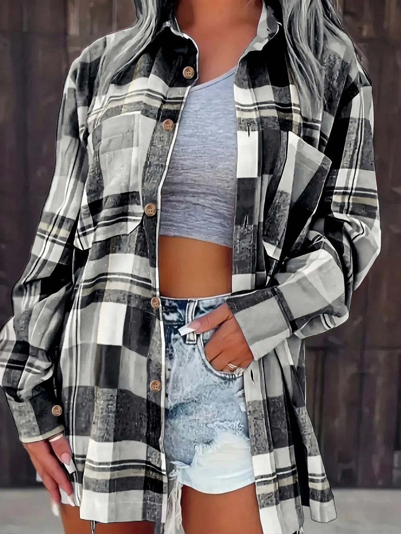 Plaid Button Front Shirt