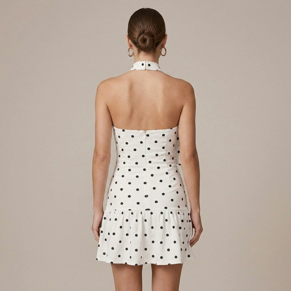 Polka Dot Halter Mini Dress
