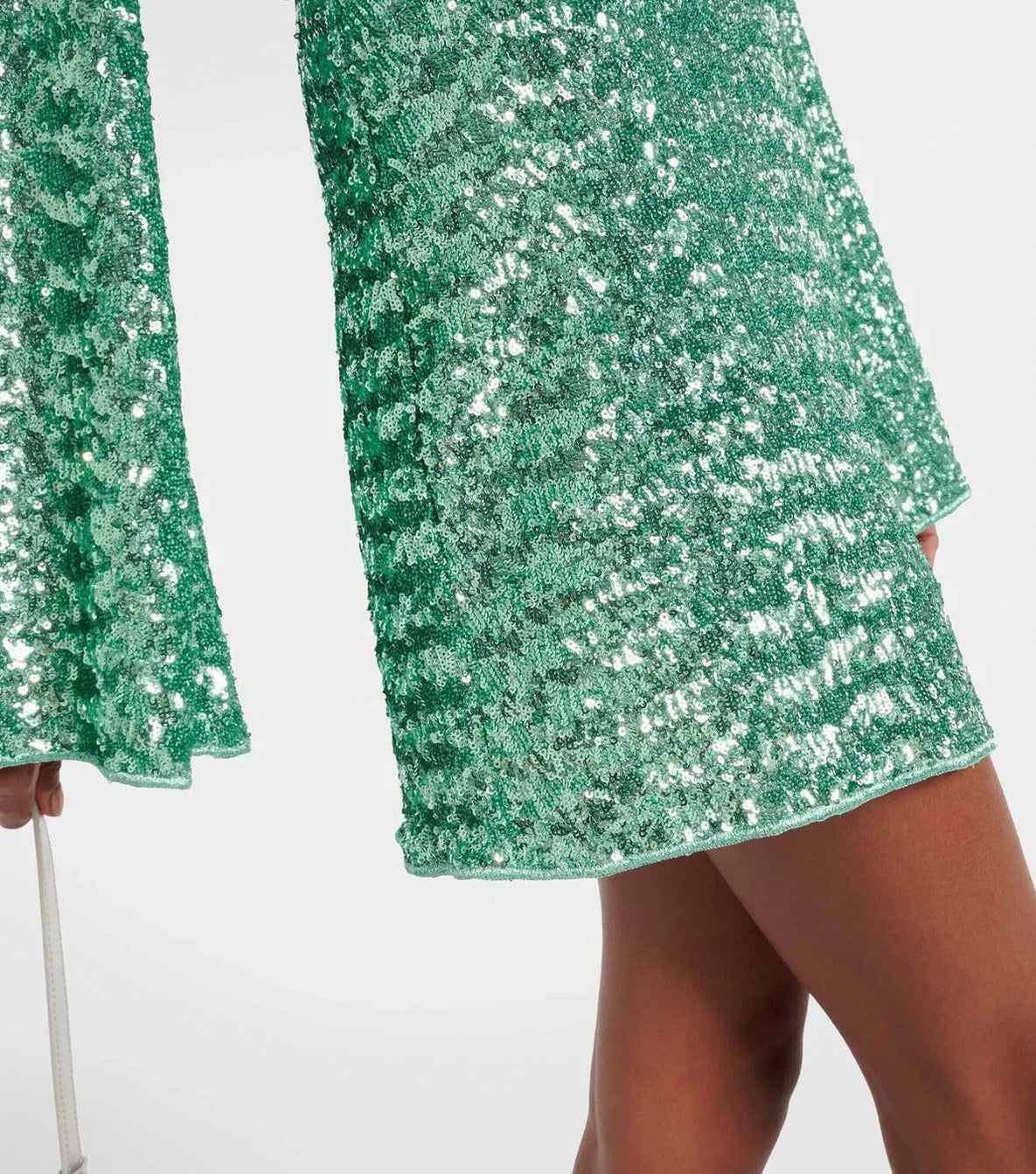 Sequin Long Bell Sleeve Plunge Mini Dress