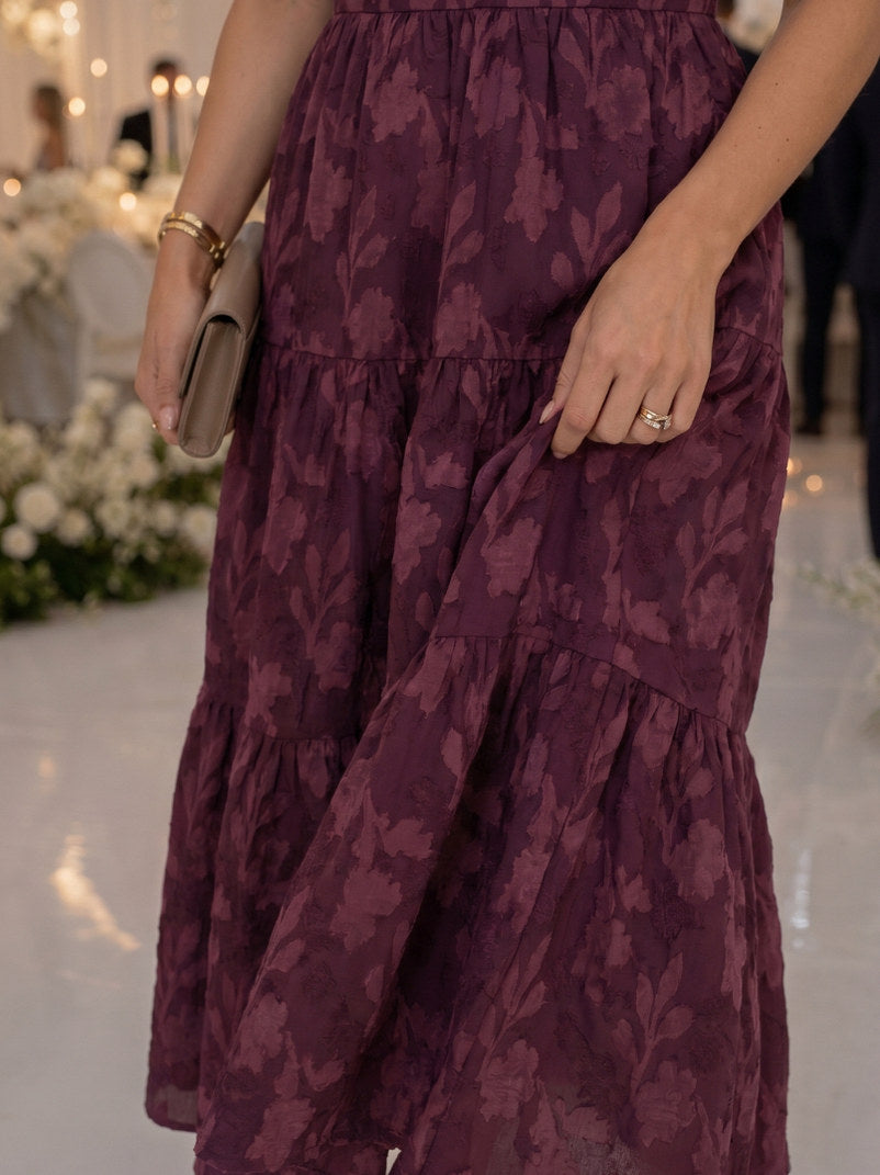 Square Neck Tiered Midi Dress