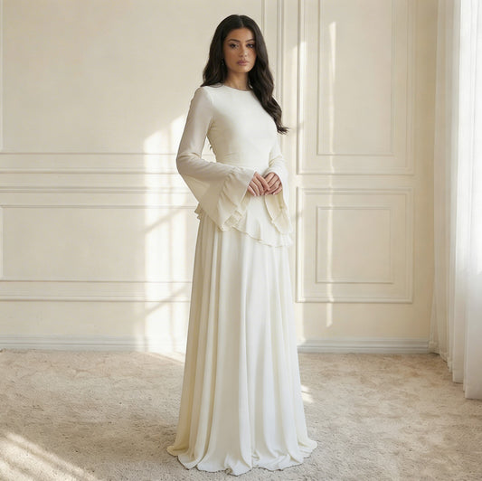 A-Line Long Sleeve Maxi Dress