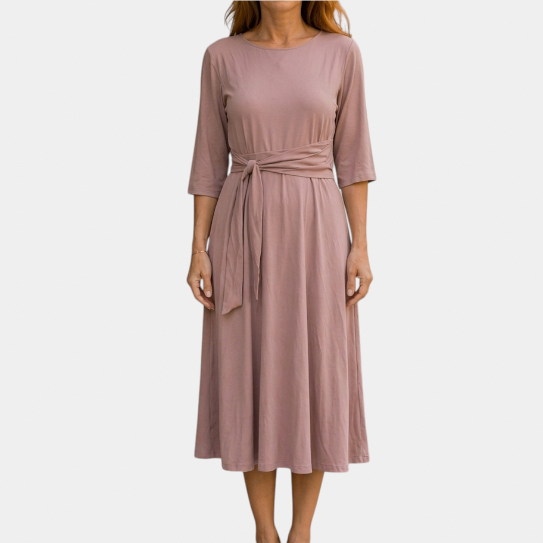 A-Line Tie Waist Midi Dress