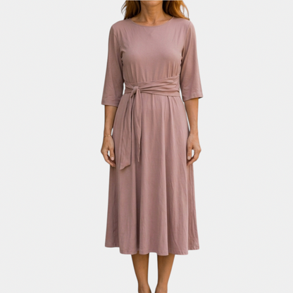 A-Line Tie Waist Midi Dress