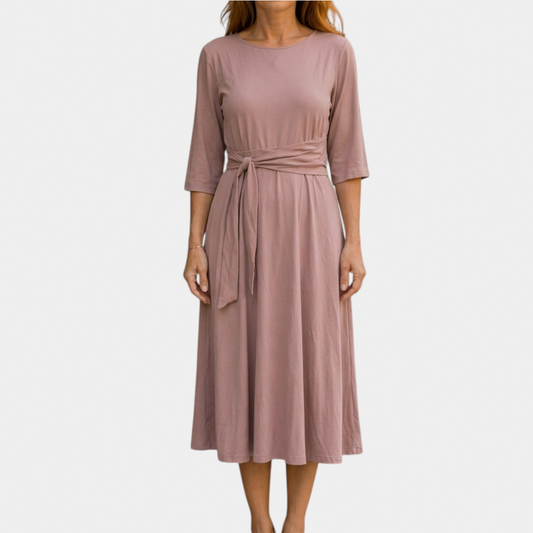 A-Line Tie Waist Midi Dress
