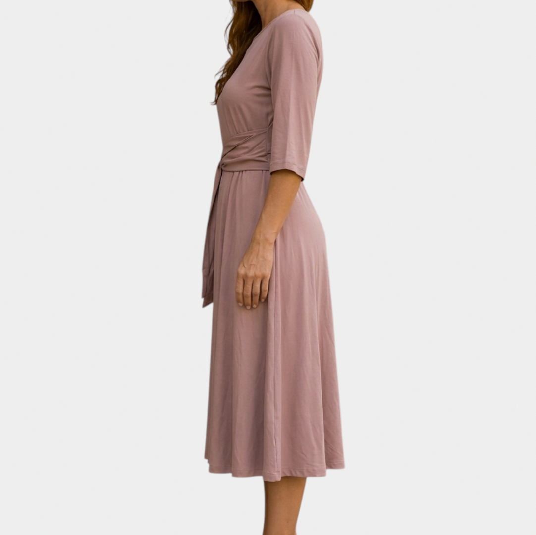A-Line Tie Waist Midi Dress