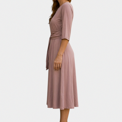 A-Line Tie Waist Midi Dress