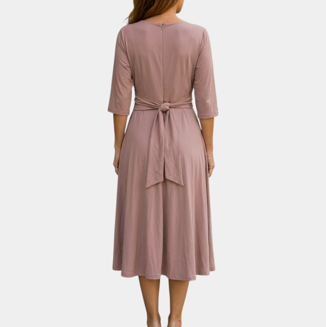 A-Line Tie Waist Midi Dress