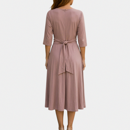A-Line Tie Waist Midi Dress