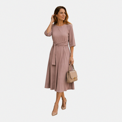 A-Line Tie Waist Midi Dress