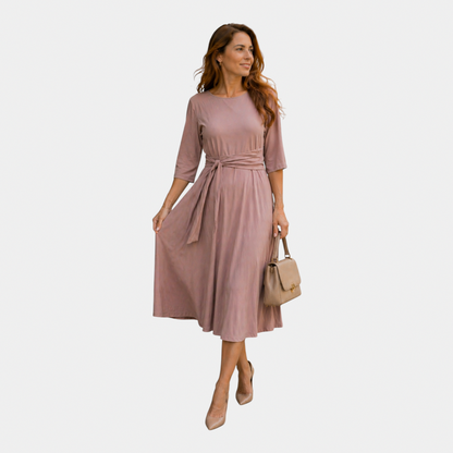 A-Line Tie Waist Midi Dress