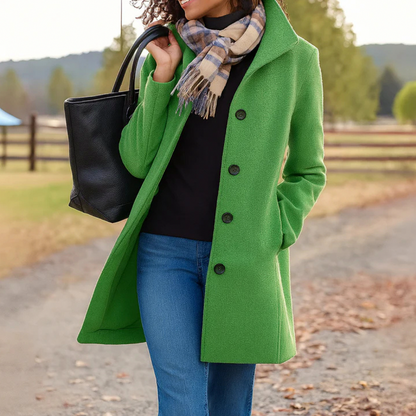 Button Front High Collar Coat