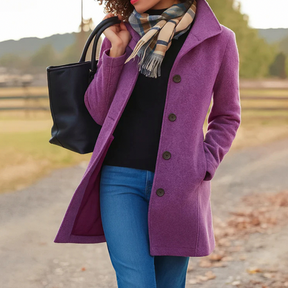 Button Front High Collar Coat