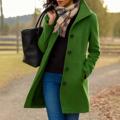 Button Front High Collar Coat