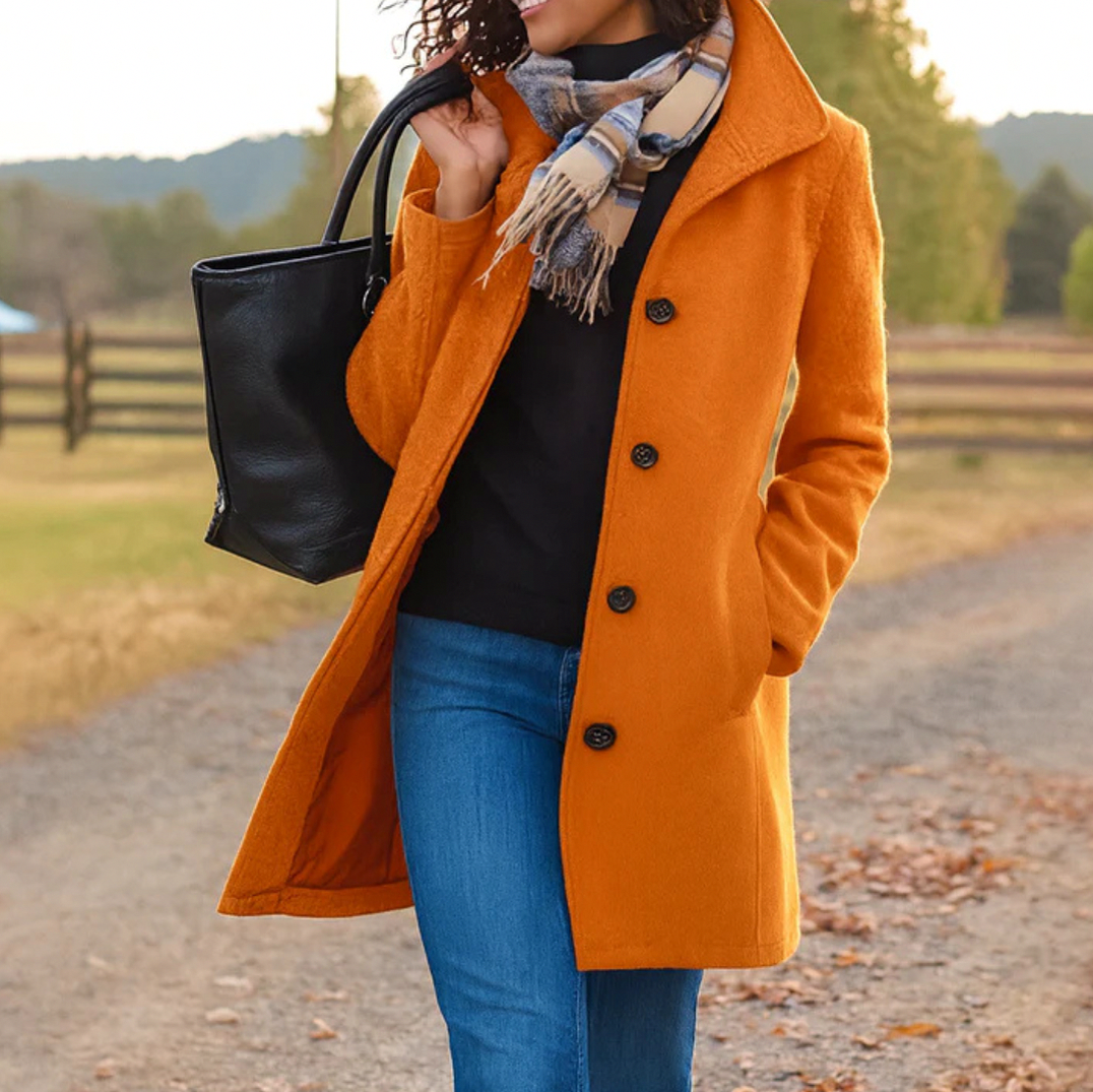 Button Front High Collar Coat
