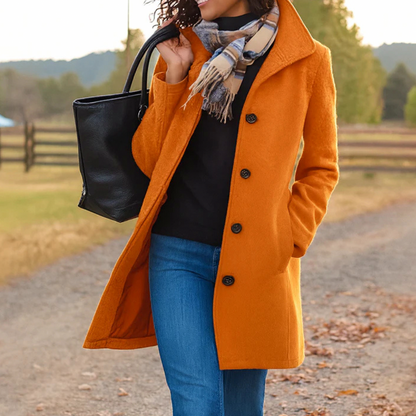 Button Front High Collar Coat
