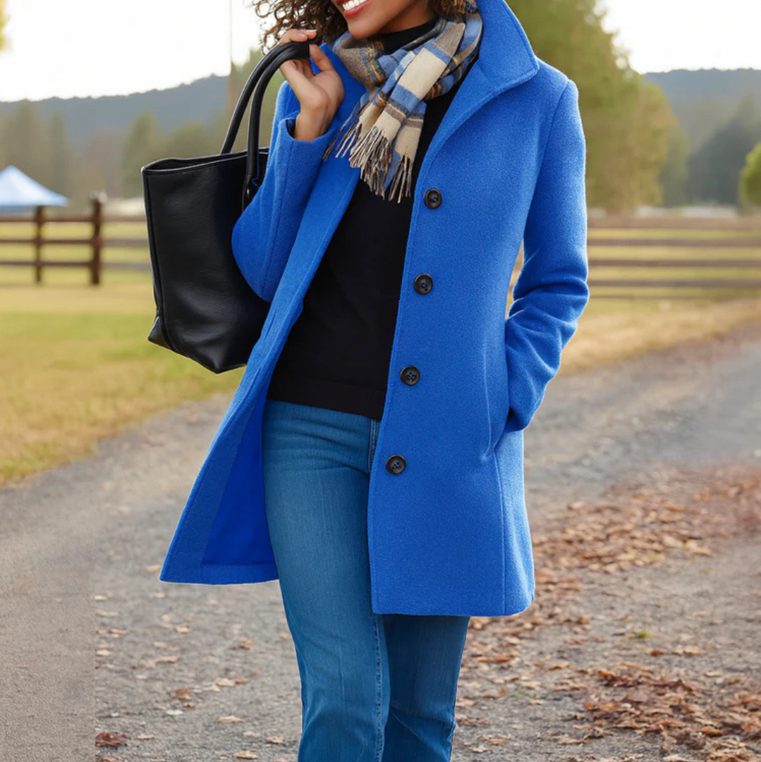 Button Front High Collar Coat