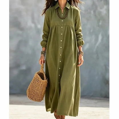Button Front Maxi Shirt Dress