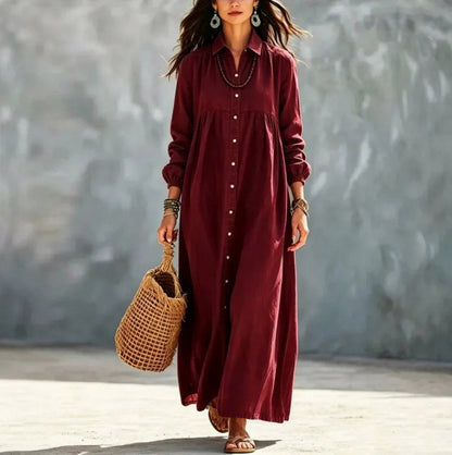 Button Front Maxi Shirt Dress