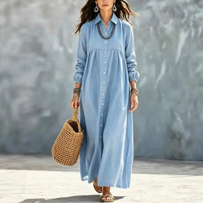 Button Front Maxi Shirt Dress
