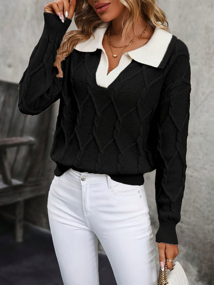 Cable Knit Collared Sweater