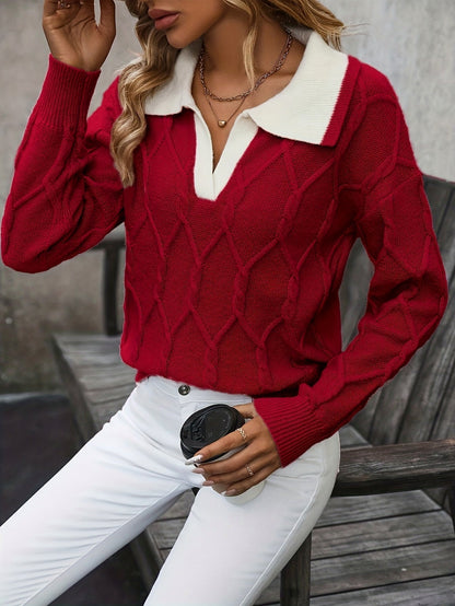 Cable Knit Collared Sweater
