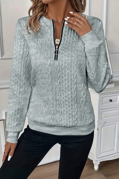 Cable Knit Half Zip Sweater