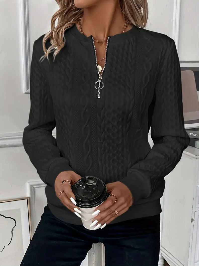 Cable Knit Half Zip Sweater