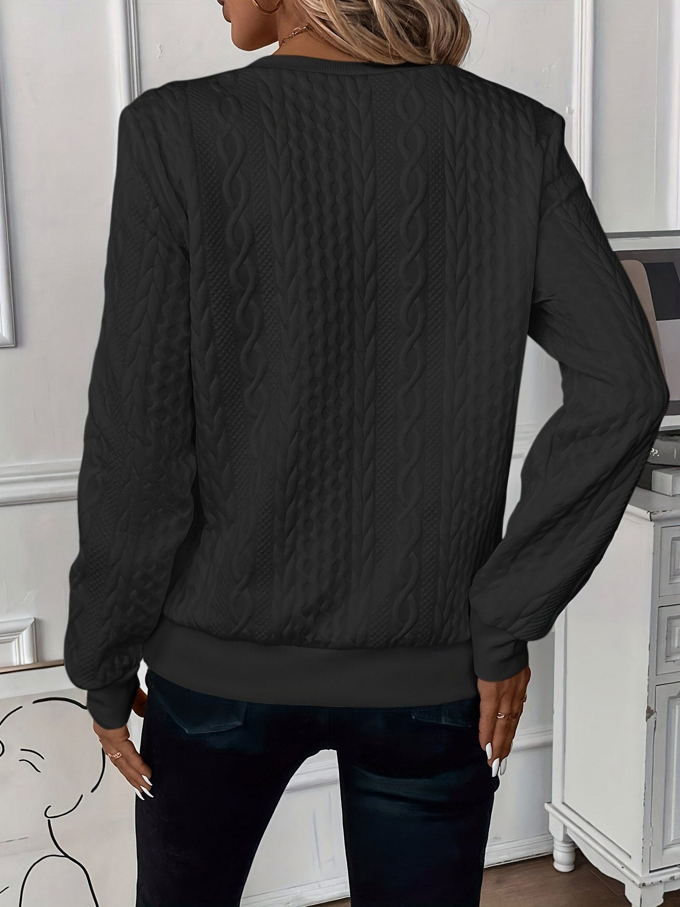 Cable Knit Half Zip Sweater