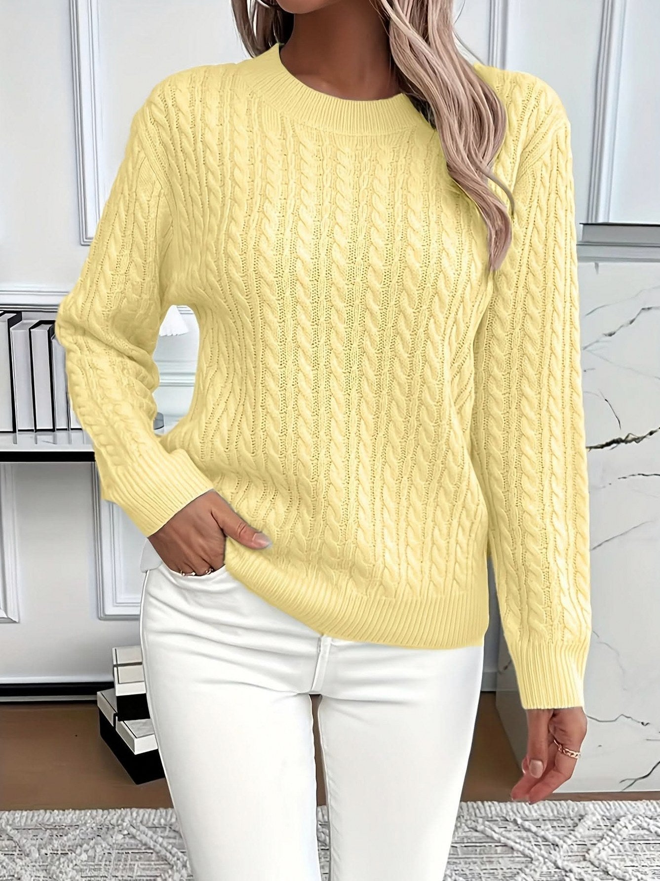 Cable Knit Long Sleeve Sweater