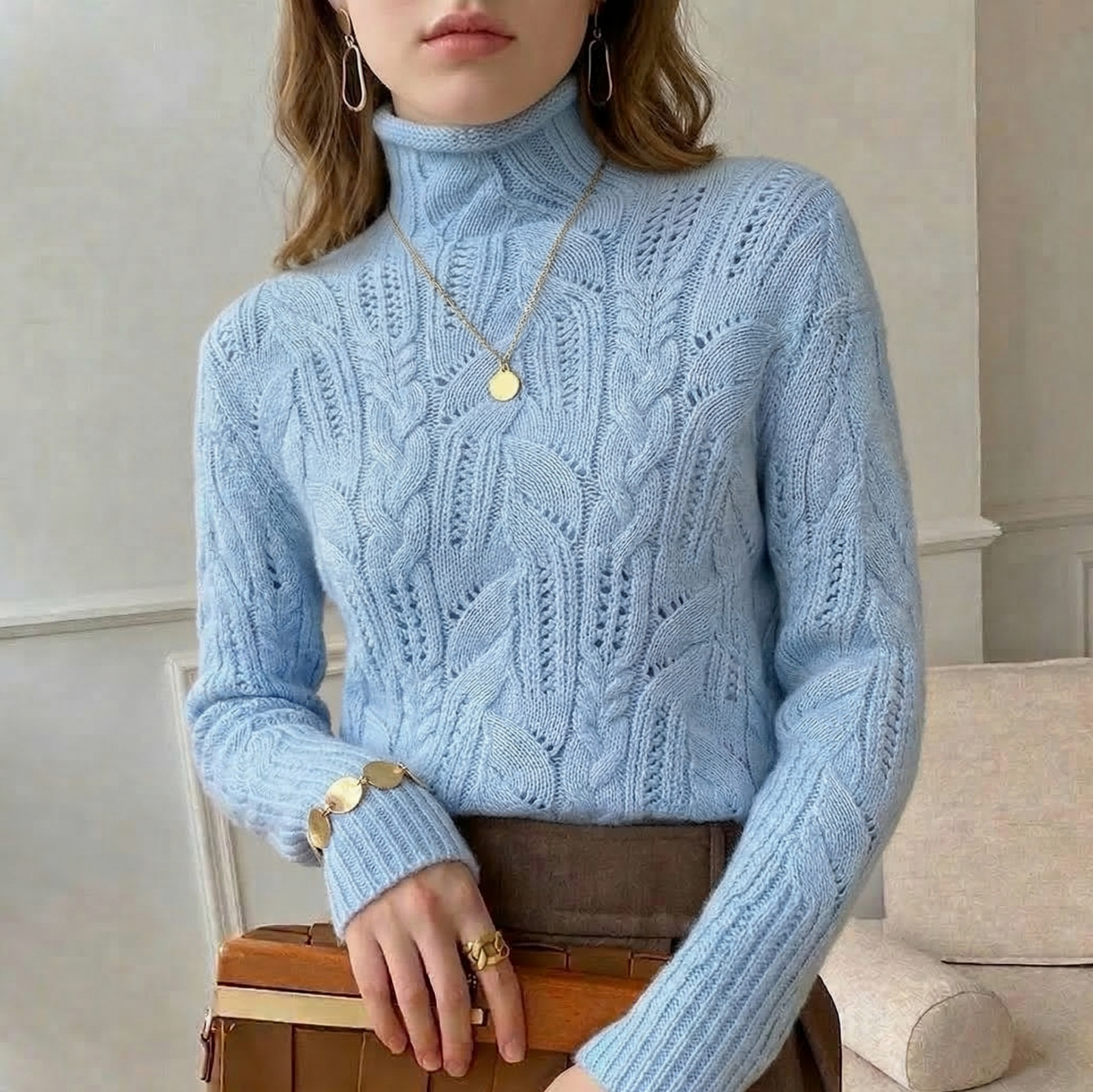 Cable Knit Turtleneck Sweater