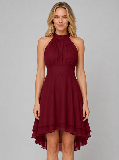 Chiffon Halter High Low Dress