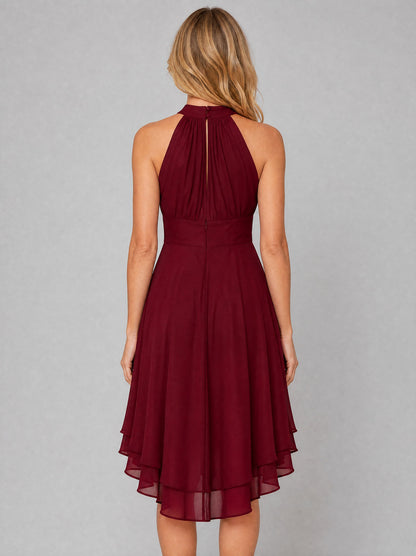 Chiffon Halter High Low Dress