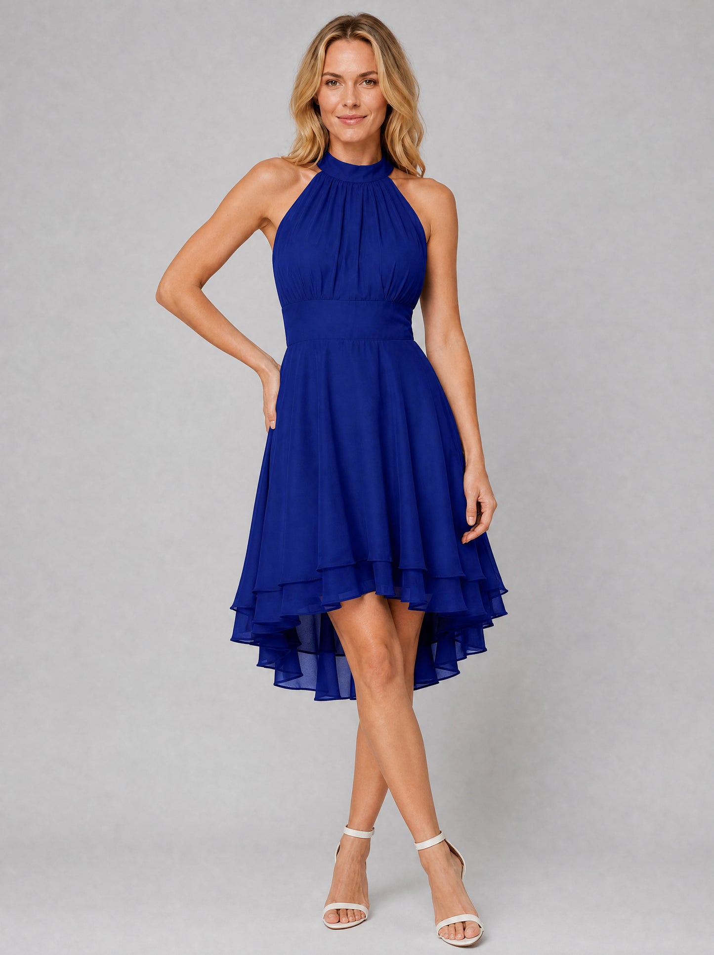 Chiffon Halter High Low Dress