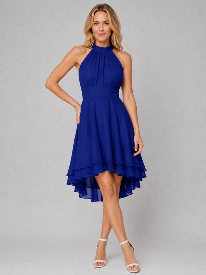 Chiffon Halter High Low Dress