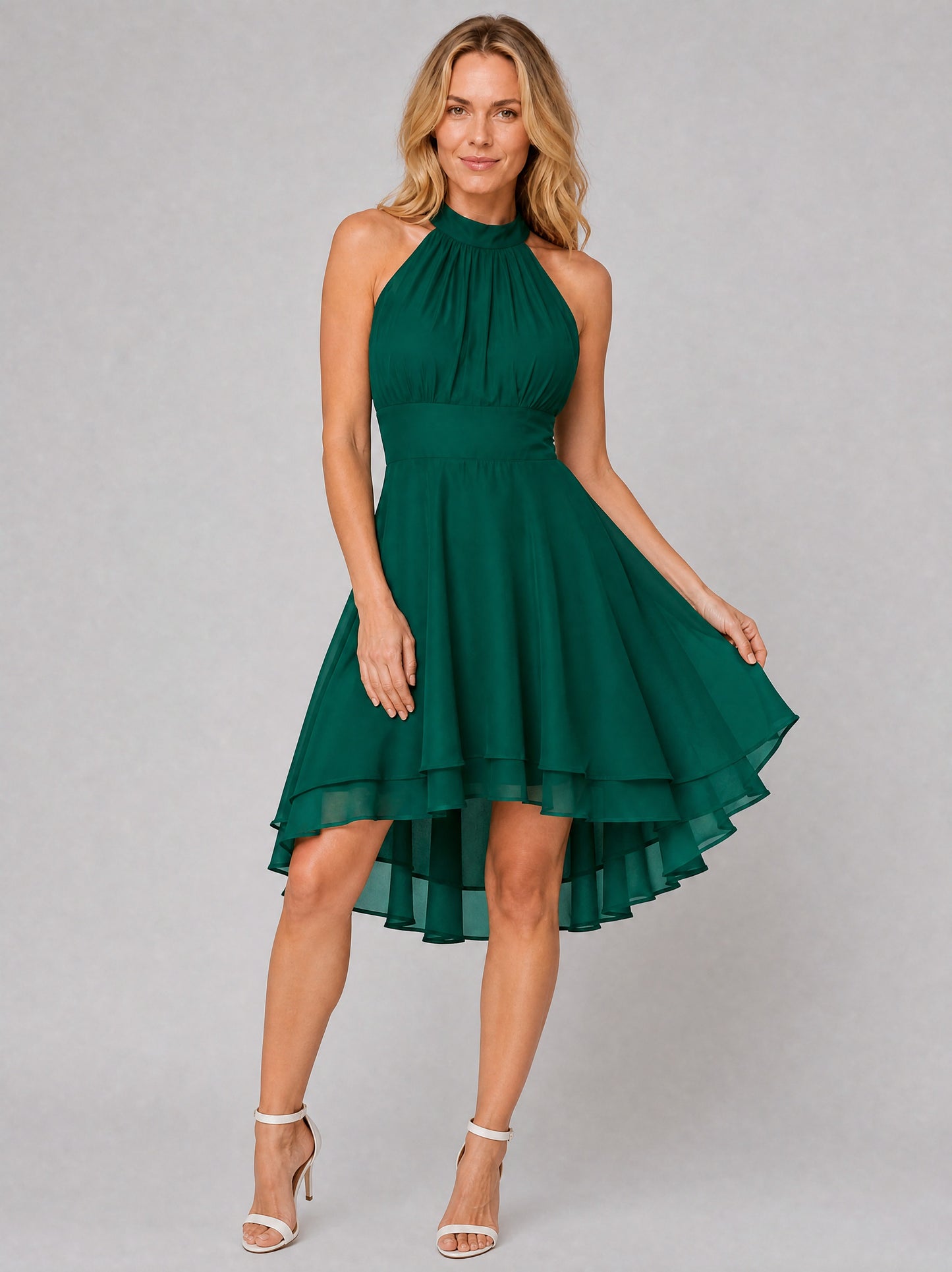 Chiffon Halter High Low Dress
