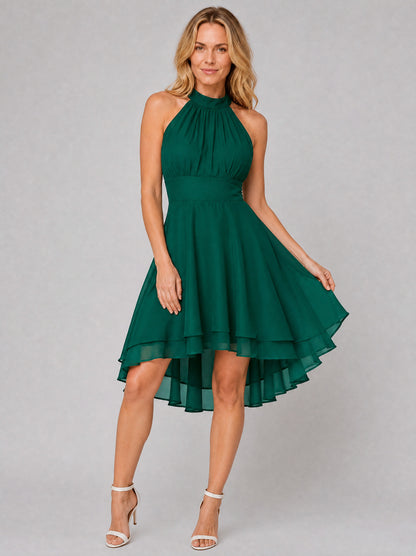 Chiffon Halter High Low Dress