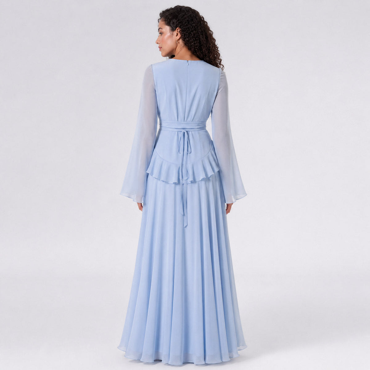 Chiffon Long Sleeve Maxi Dress