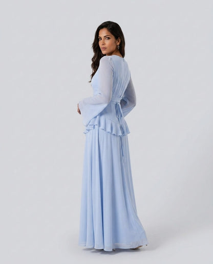 Chiffon Long Sleeve Maxi Dress