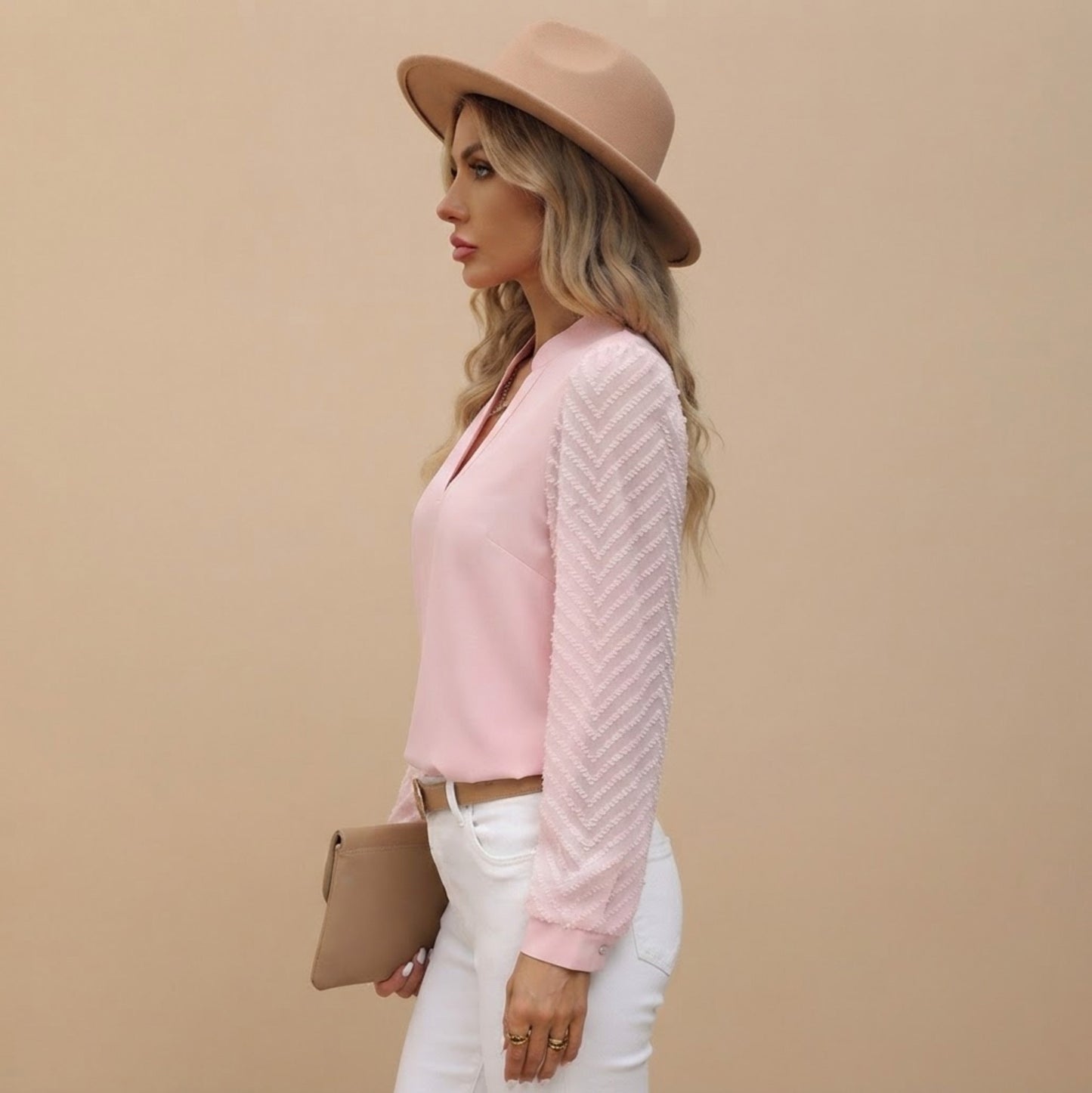 Chiffon Mesh Long Sleeve Blouse
