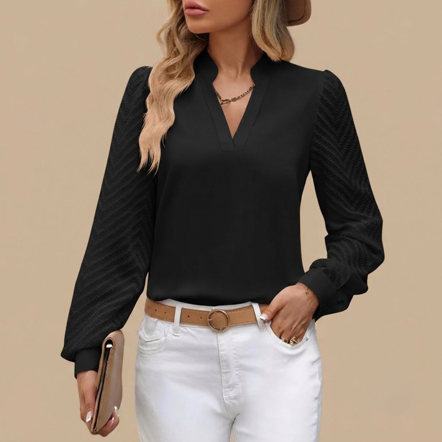 Chiffon Mesh Long Sleeve Blouse