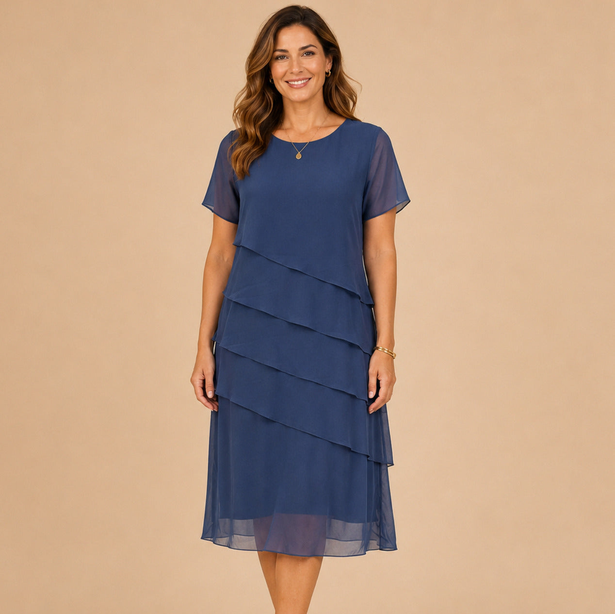 Chiffon Tiered Midi Dress