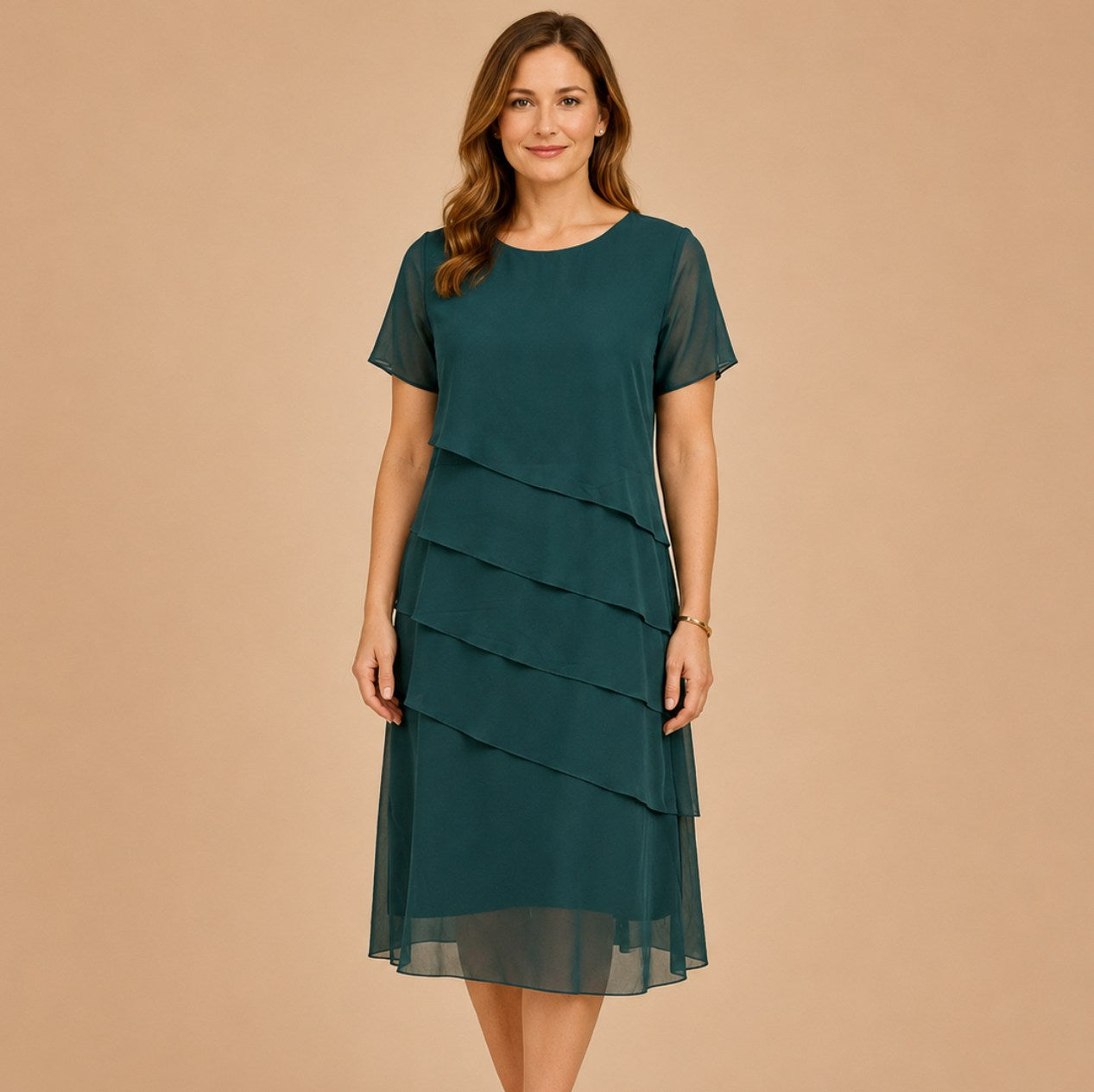 Chiffon Tiered Midi Dress