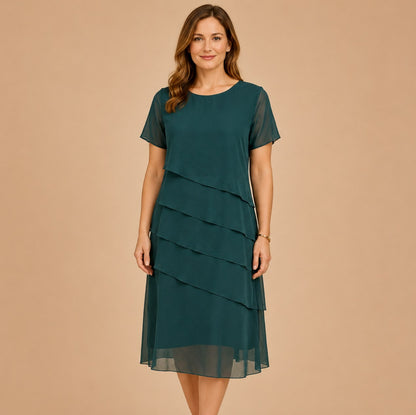 Chiffon Tiered Midi Dress