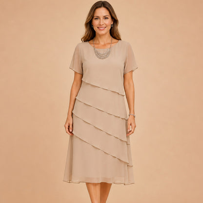Chiffon Tiered Midi Dress