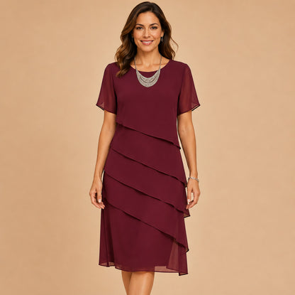 Chiffon Tiered Midi Dress