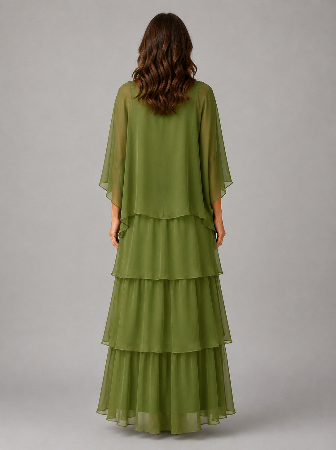 Chiffon Tiered Overlay Maxi Dress