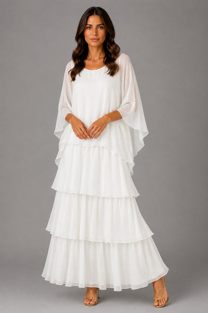 Chiffon Tiered Overlay Maxi Dress