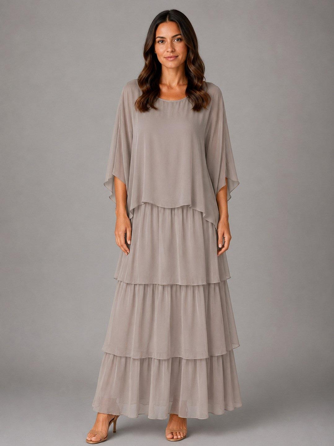 Chiffon Tiered Overlay Maxi Dress